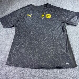 Puma BVB Borussia Dortmund Training Jersey Mens XXL Black Graphic 781685-10 NWT